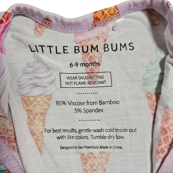 Little Bum Bums Ice Cream Cone Bamboo Footie 6-9m - Picture 3 of 5